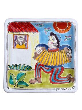 Desimone Dish Signed Numbered Hand-Painted Ceramic 7.75" Italy Courting Love